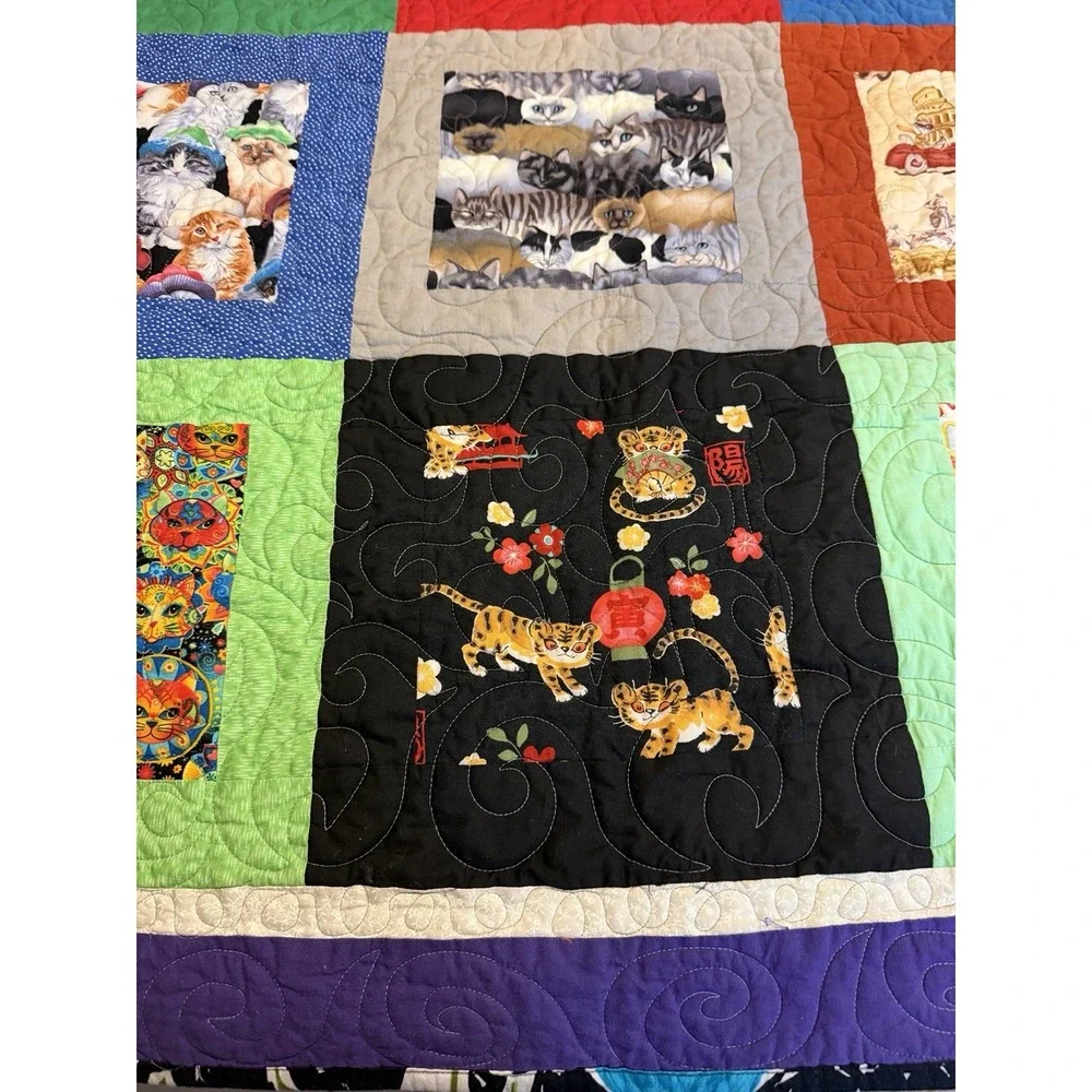 homemade quilt Patchwork Cat Theme 40x50